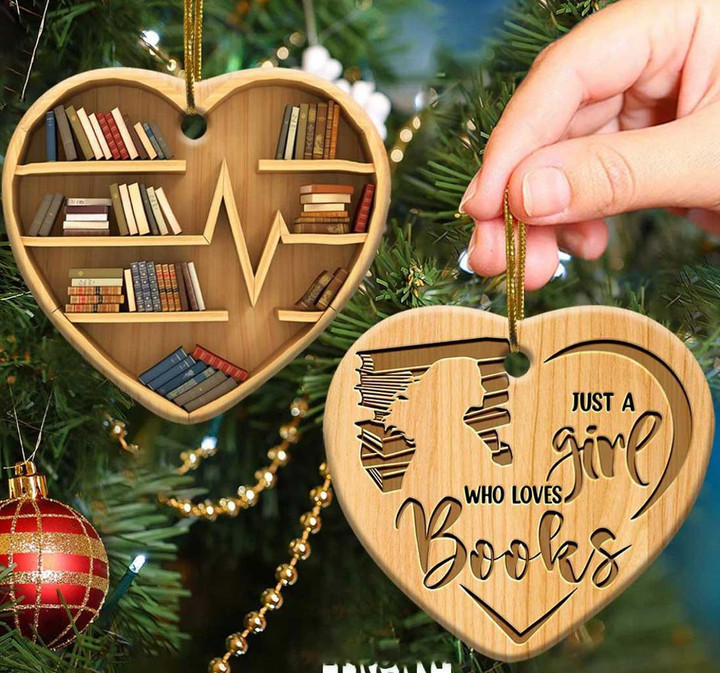 Personalized Book Christmas Ornament, Just A Girl Who loves Book Acrylic Ornament for Book Lovers
