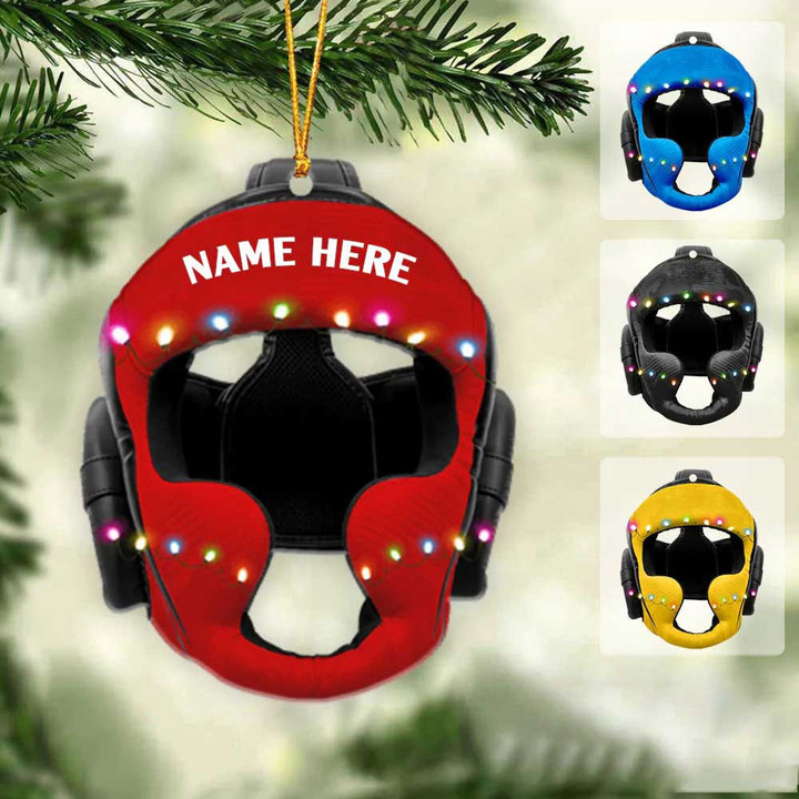 Wrestling Helmet Personalized Christmas Ornament, Custom Name Wrestling Acrylic Ornament
