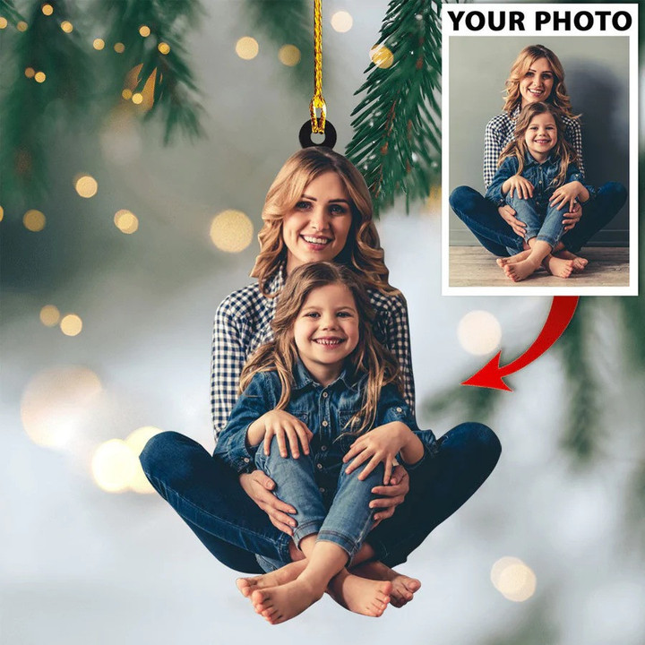 Custom Photo Mother And Daughter Christmas Ornament for Family Tree Hanging Decor, Gift for Daughter