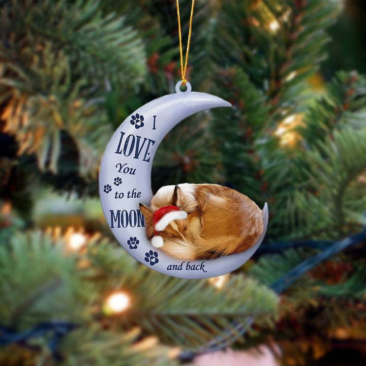 Sheltie I Love You To The Moon And Back Christmas Ornament