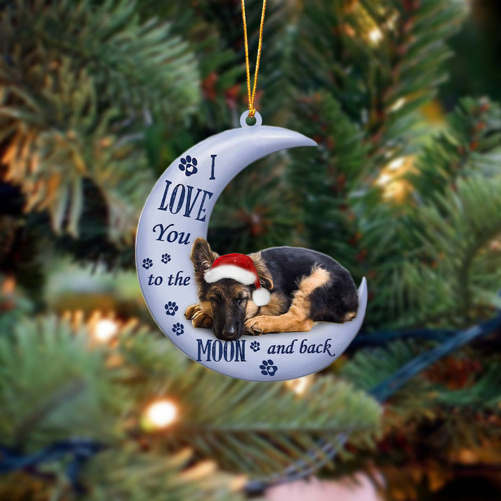 German shepherd I Love You To The Moon And Back Christmas Ornament