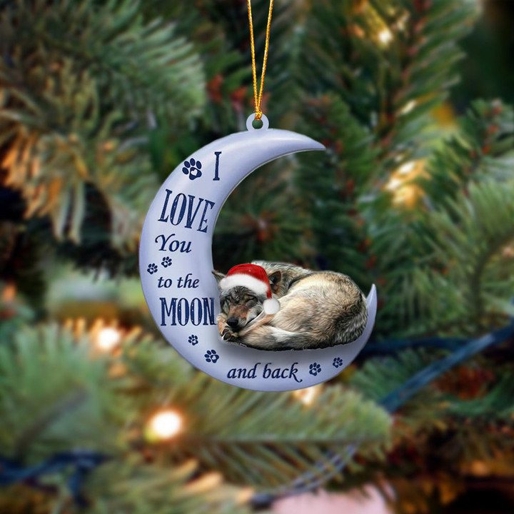 Wolf I Love You To The Moon And Back Christmas Ornament