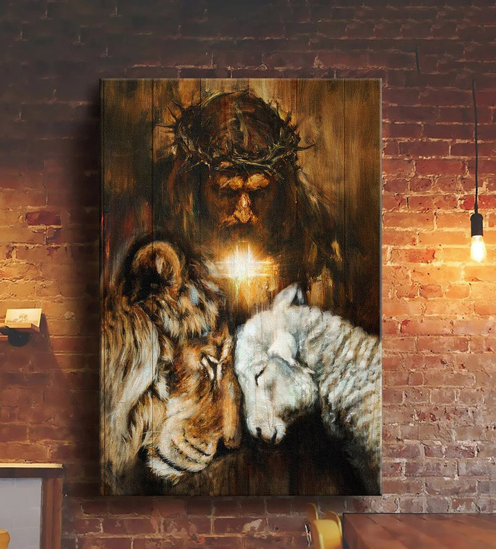 Lion and Lamb, Jesus painting - Jesus Portrait Canvas Prints for Christian