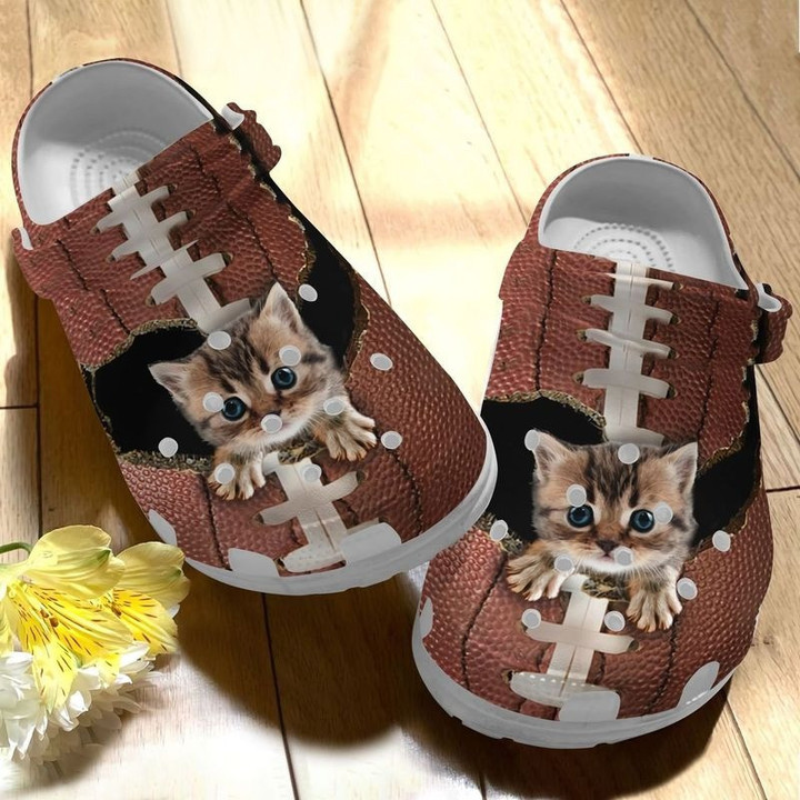 Customized Cute Kitty Cat Leather Pattern Crocs, Cat Clog Shoes for Women