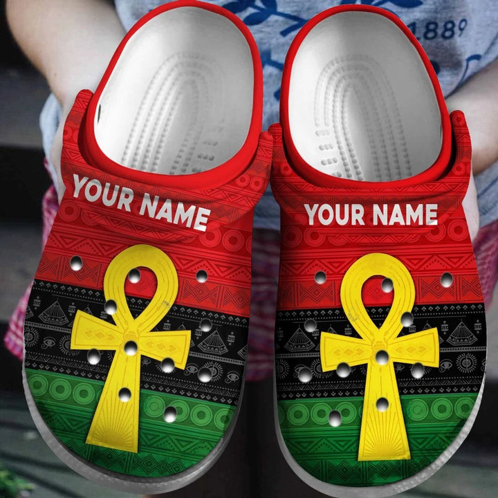 Personalized African American Ankh Crocs Clog Shoes for Men & Women