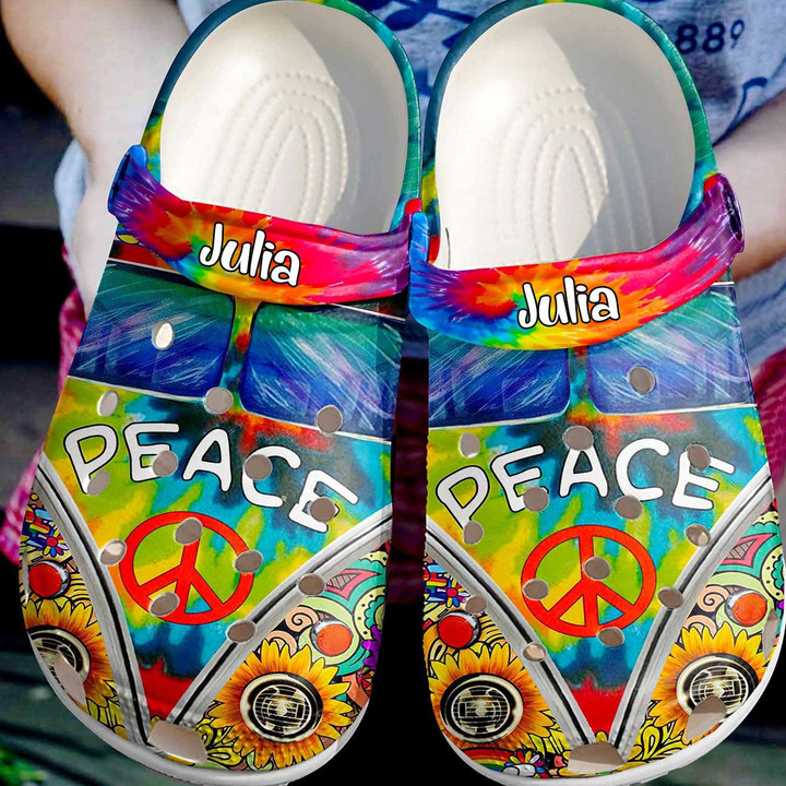 Personalized Hippie Peace of Love Crocs Shoes for Women and Men
