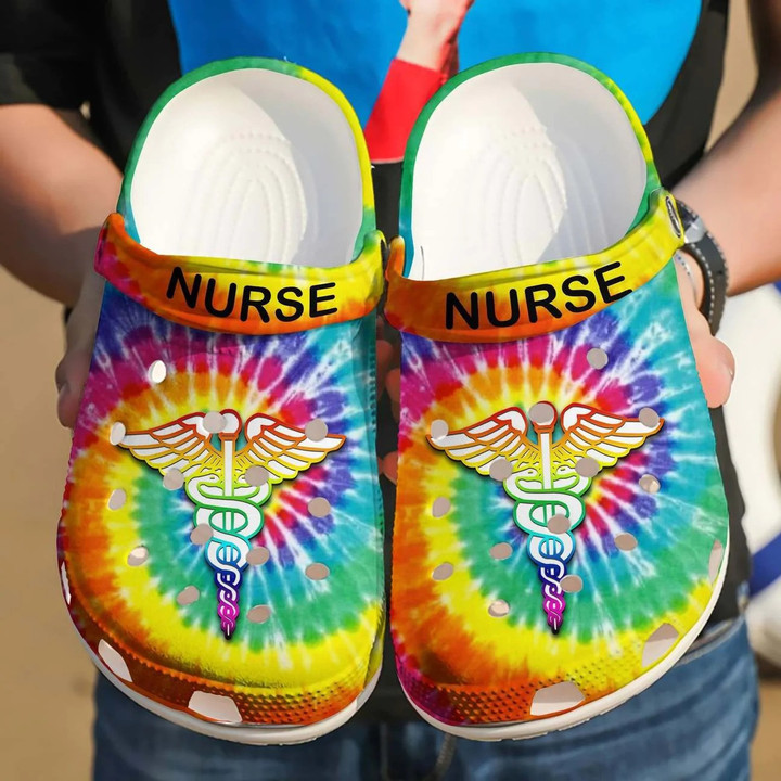 Personalized Hippie Nurse Custom Name Crocs Clog Shoes for Nurse