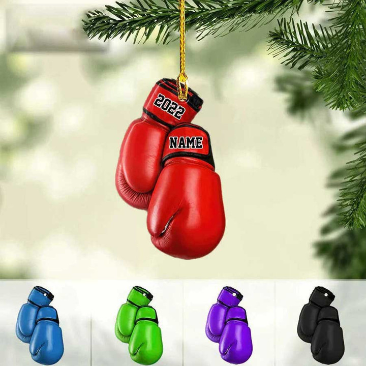 Personalized Boxing Glove Acrylic Christmas Ornament - Housewarming Gift, Sports Lover, UFC Decor Gift
