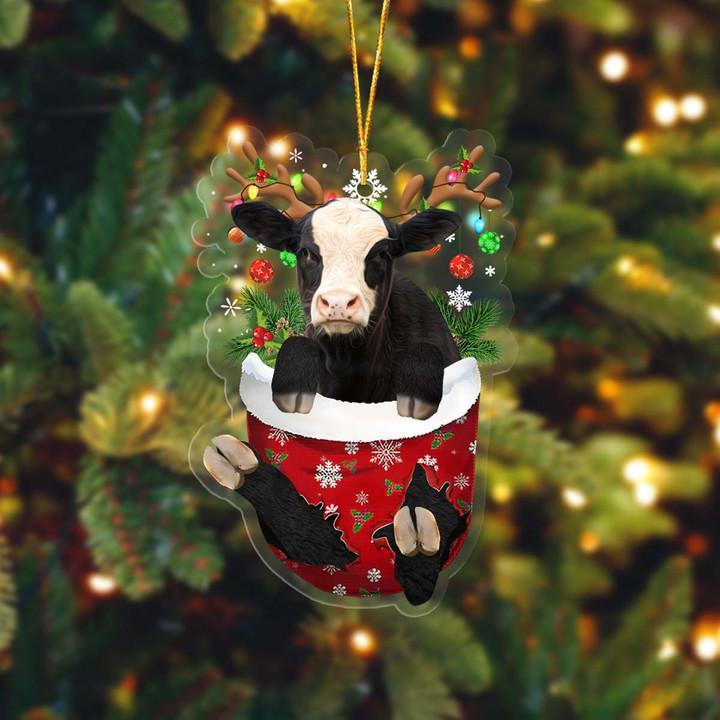 Dilypod Black Baldy In Pocket Christmas Ornament Flat Acrylic Farmhouse Ornament