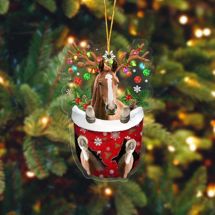 Dilypod Horse In Pocket Christmas Ornament Flat Acrylic Farmhouse Ornament