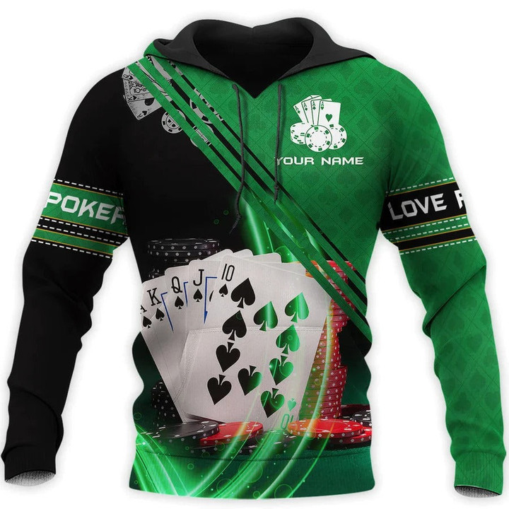 3D All Over Print Green Poker Shirt Men Women, Poker Hoodie, Poker Clothing, Poker Uniform