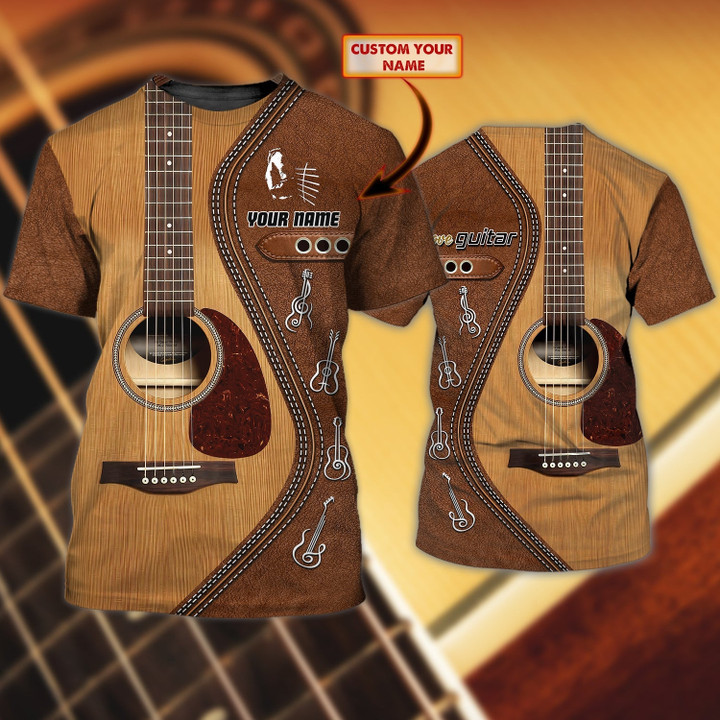 Customized With Name 3D T Shirt In Guitar Background