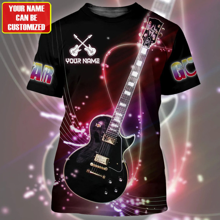 Custom 3D Guitar Shirt, Colorful Guitar Bass Desing On Tshirt, Guitarist Gifts