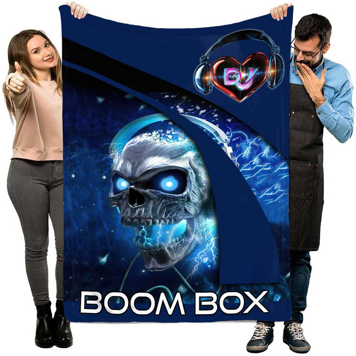 Personalized Blue Skull DJ Blanket for Men, DJ Blanket Gift for Dad, Husband DJ Players
