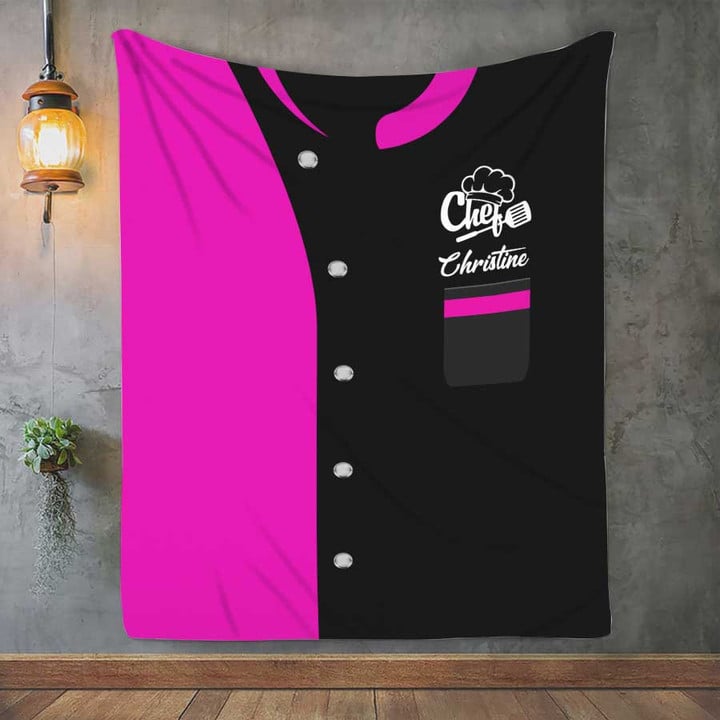 Customized Chef Uniform Background Blanket for Master Chef, Gift for Mom Who loves Cooking Chef Blanket