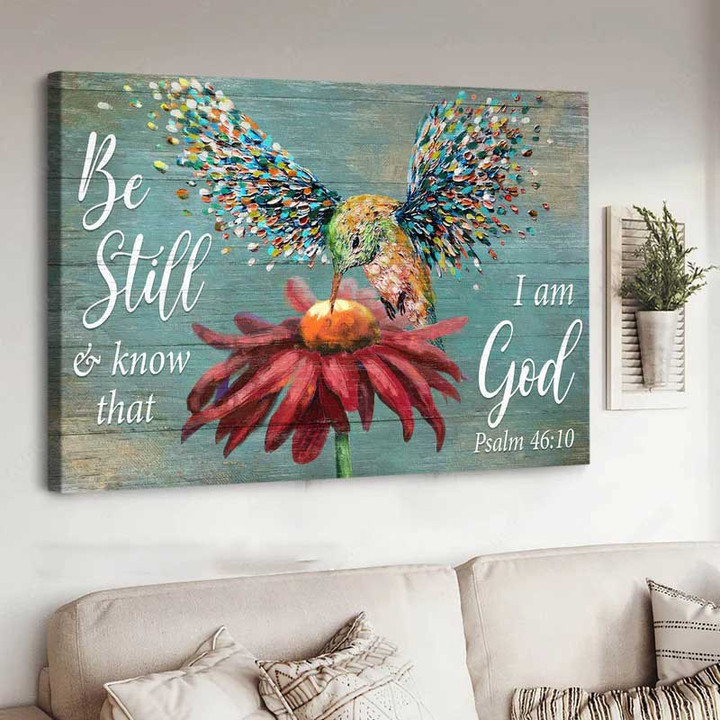 Abstract Art, Watercolor Hummingbird, Be still & know that I am God - Jesus Landscape Canvas Prints