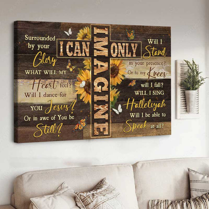 Sunflower Painting, I Can Only Imagine Jesus Wall Art Canvas for Christian