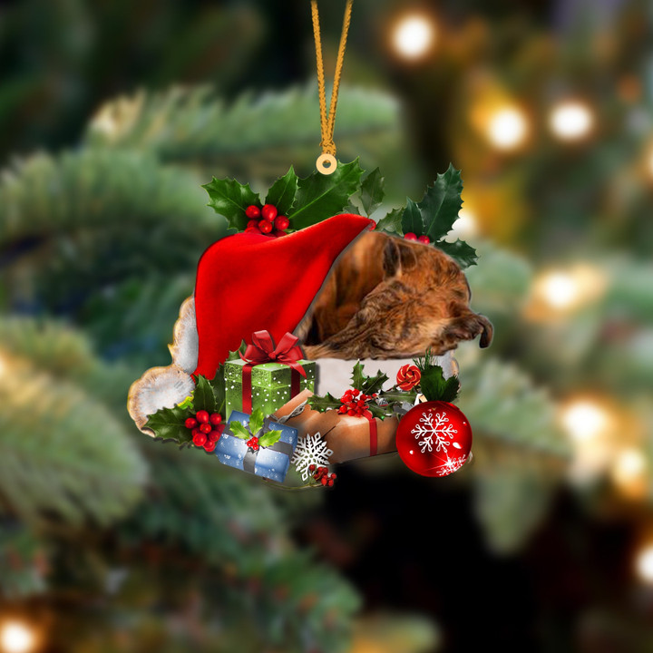Whippet Sleeping In Hat Christmas Ornament Two Sided
