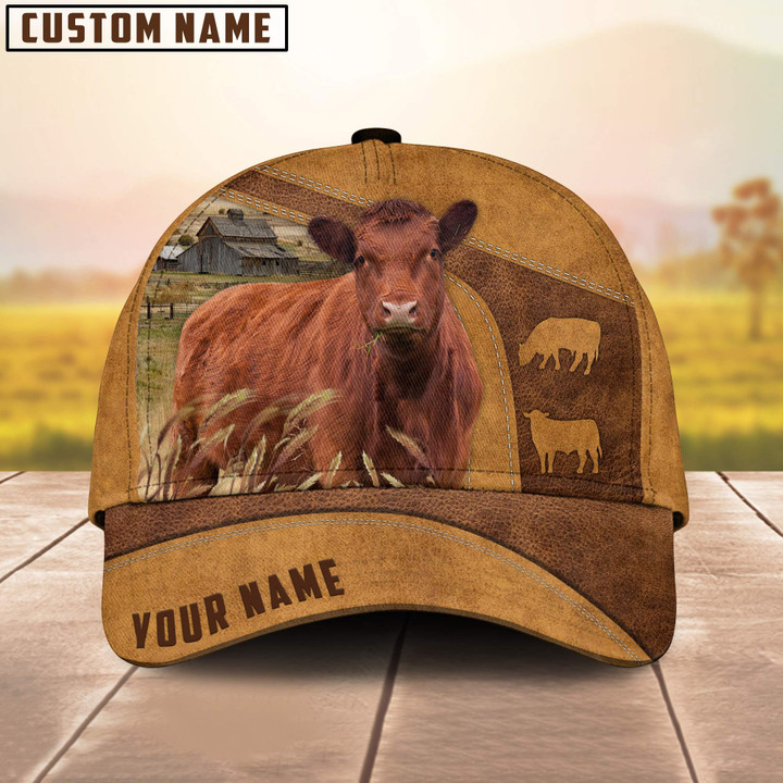 Dilypod Personalized Red Angus Cattle Hat for Farmer, Custom Name 3D Farmhouse Classic Cap