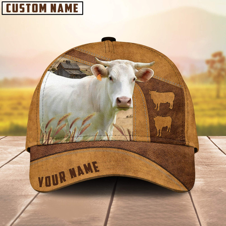 Dilypod Personalized Charolais Cattle Hat for Farmer, Custom Name 3D Farmhouse Classic Cap