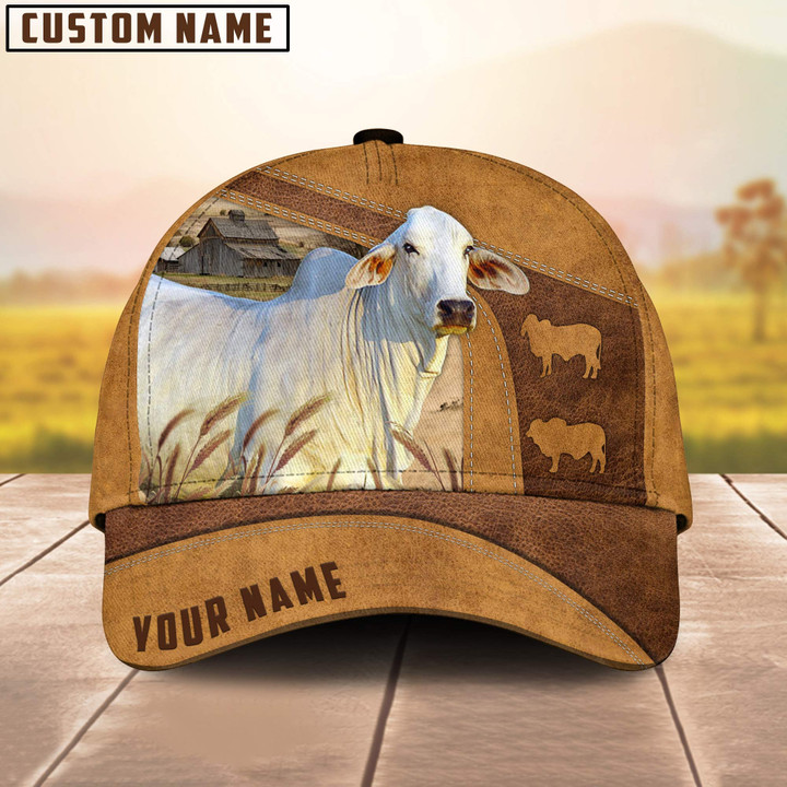Dilypod Personalized Brahman Cattle Hat for Farmer, Custom Name 3D Farmhouse Classic Cap