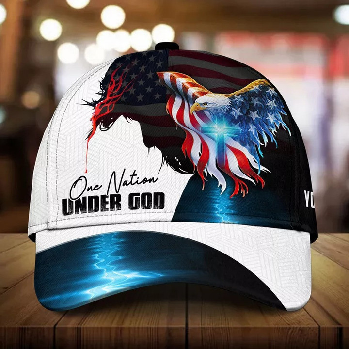 Jesus and Eagle, One Nation Under God American Eagle Patriotic Hat for Christian 3D Classic Cap for Men