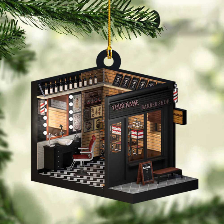 Personalized Barber Shop Christmas Ornament for Barber, Gift for Him