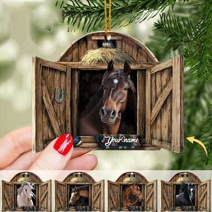 Personalized Horse Ornament, Country Horses On Farm, Horse Breeds Custom Name for Horse Lovers