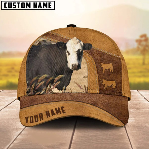 Dilypod Personalized Black Hereford Hat for Farmer, Custom Name 3D Farmhouse Classic Cap
