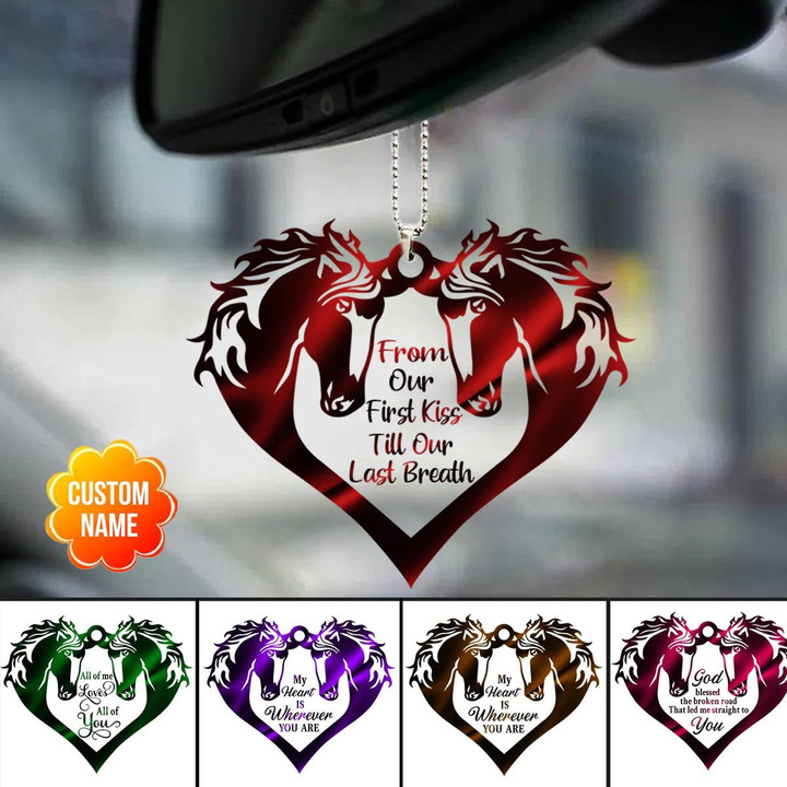 Customized Horse Couple Car Ornament, From Our First Kiss Till Our Last Breath Ornament for Wife