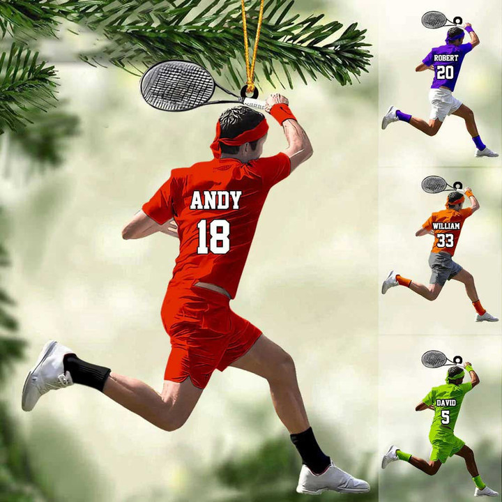 Personalized Boy Tennis Player Acrylic Christmas Ornament - Gift For Tennis Lovers/Players