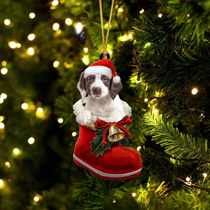 English Springer Spaniel In Santa Boot Christmas Two Sided Ornament