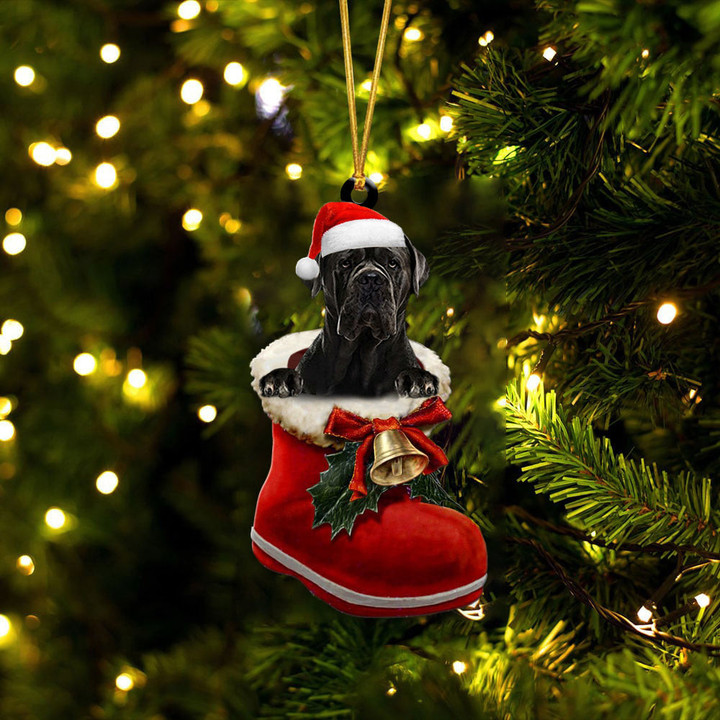 Cane Corso 3 In Santa Boot Christmas Two Sided Ornament