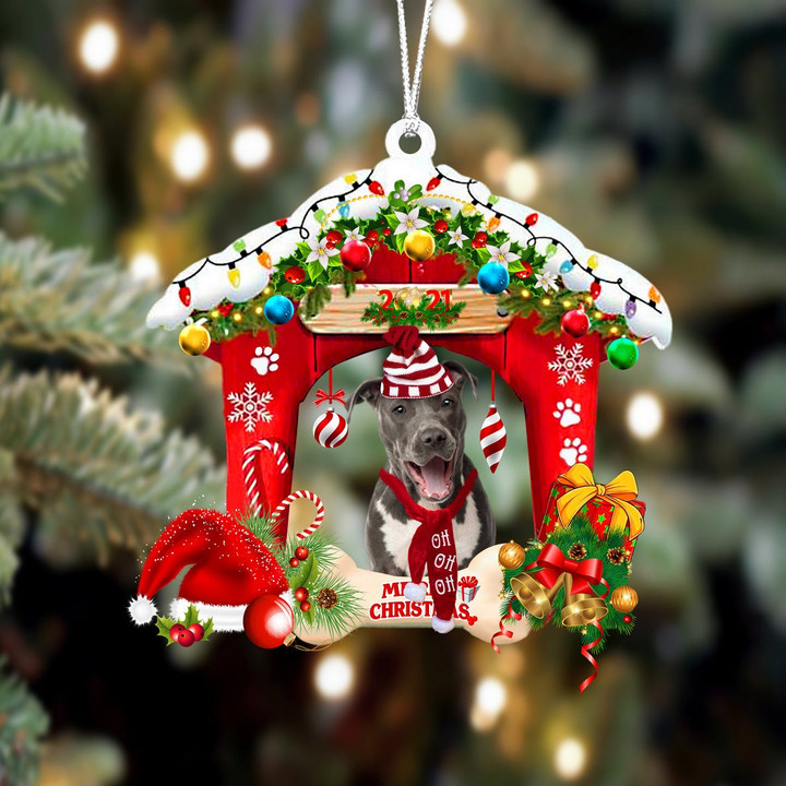Staffordshire Bull Terrier Christmas House Custom Shaped Two Sided Ornament