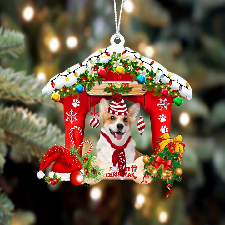 Corgi Christmas House Custom Shaped Two Sided Ornament