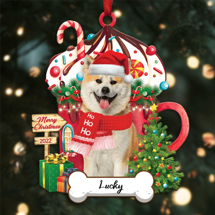Personalized Ho Ho Ho Akita Dog Christmas Ornament for Christmas Tree Decor