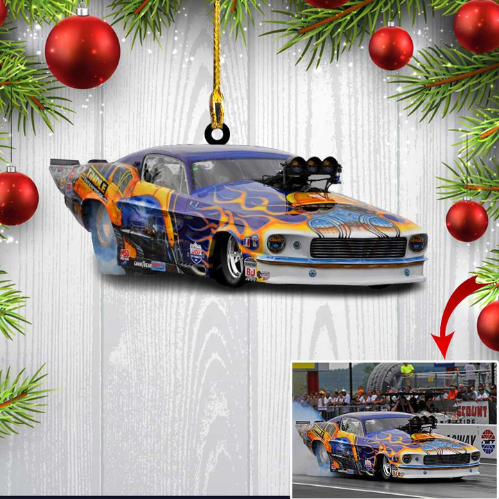 Custom Photo Drag Racing Hot Rod Christmas Ornament for Tree Decor for Men