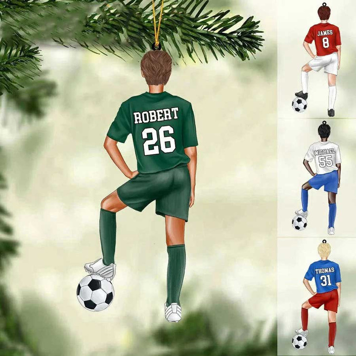 Personalized Soccer Players Christmas Ornament for Men, Gift for Soccer Lovers Custom Shape Ornament