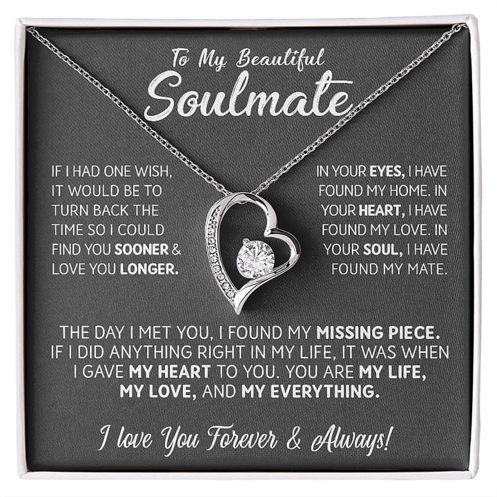 To My Beautiful Soulmate Necklace, Gift for Wife, Girlfriend, Anniversary Gift, Birthday Gift for Soulmate, Soulmate Gift