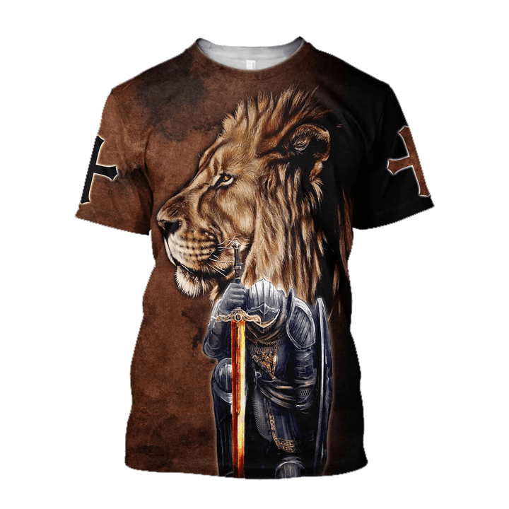Jesus 3D all printed T-shirt, Lion Christian Jesus 3D Printed t-Shirt For Men, Gift For Husband, Papa