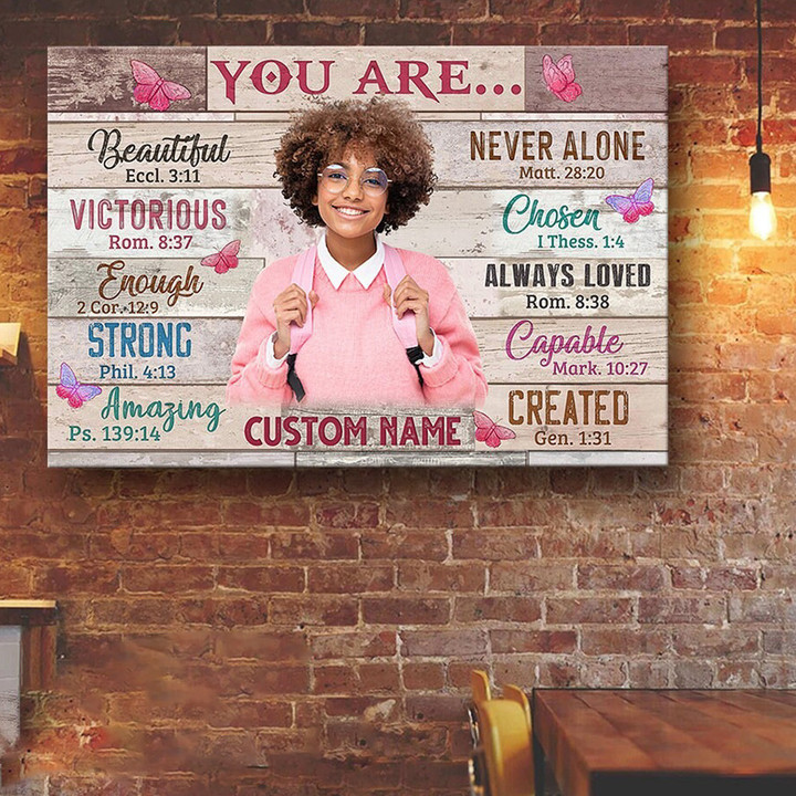 Custom Photo Black Girl You Are Beautiful Canvas Prints, Personalized African American Wall Art Canvas for Daughter, Her