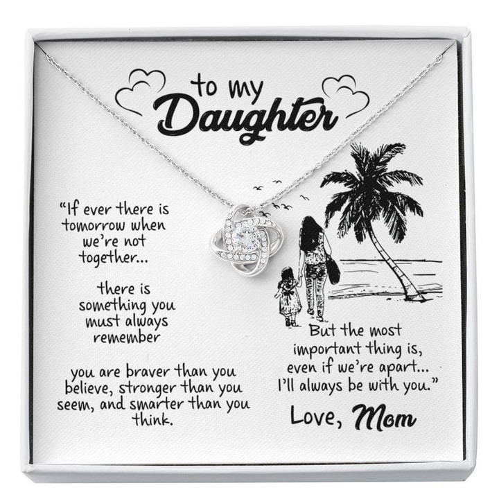 To My Daughter From Mom Love Knot Necklace, Daughter Gifts, Meaningful Jewelry Gift Idea For Daughter From Mother