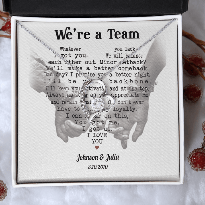 Personalized We're A Team Funny for Couple Lover Custom Name Necklace, Gift for Soulmate, Valentine's Day Gift