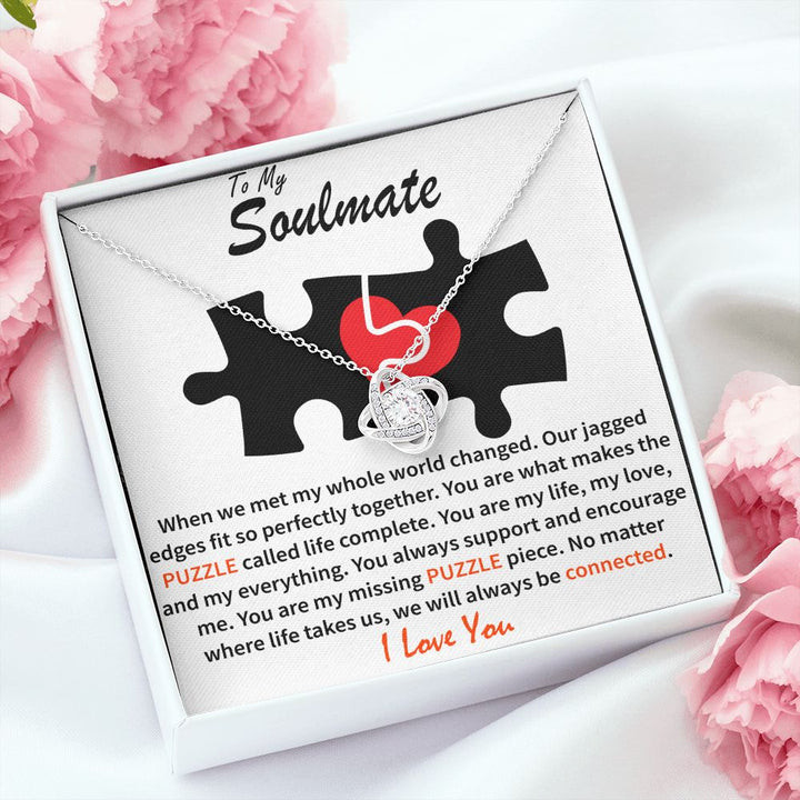 To My Soulmate Necklace, Jewelry Gift For Her, Puzzle Complete, Soulmate Gift, Anniversary Gift, Love Knot Necklace