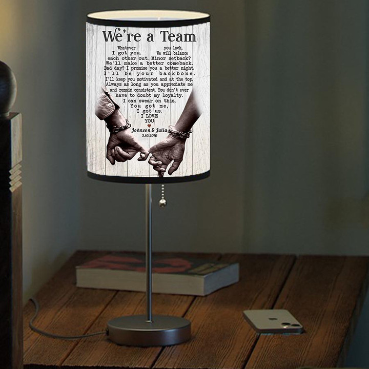 Personalized We're A Team Funny for Couple Lover Husband Wife Bedroom Table Lamp