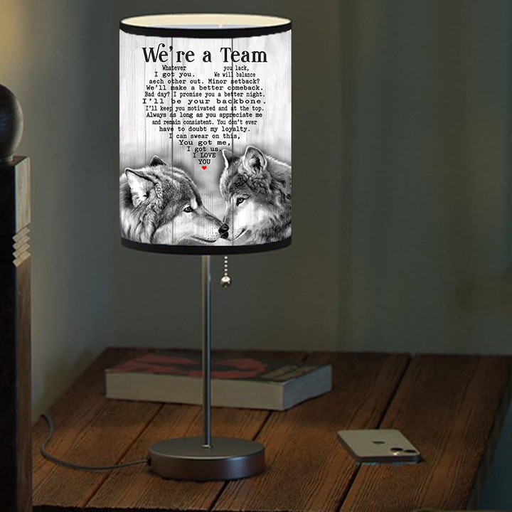 Personalized Wolf Couple Table Lamp for Bedroom, Wolves Lovers Lamp for Home