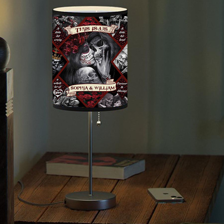 Customized Skull Couple Table Lamp for Tattoo Skull Couple Bedroom Lamp