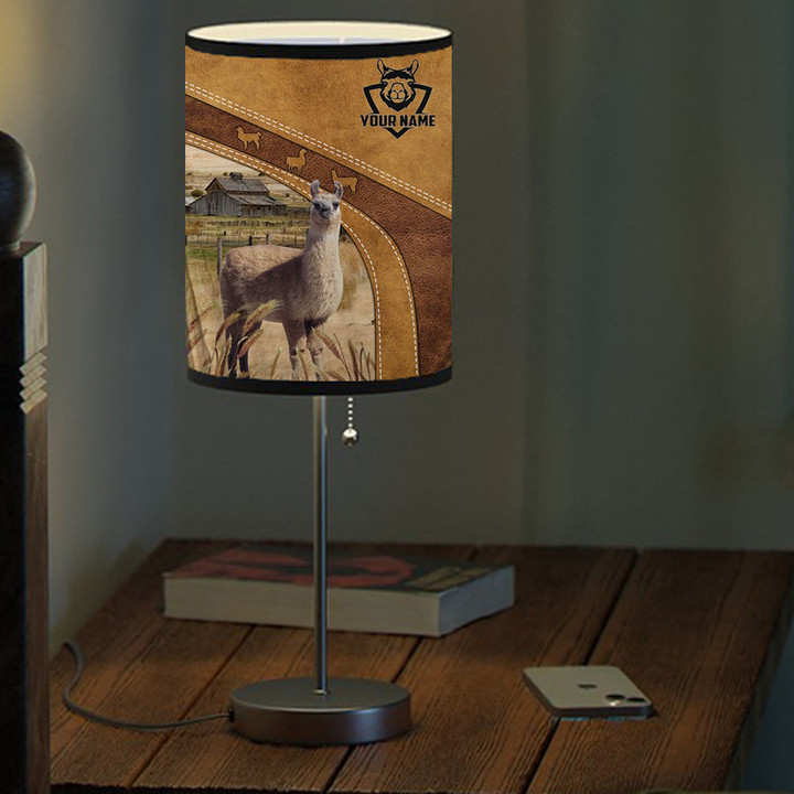 Personalized Llama Farmhouse Table Lamp for Bedoom, Living Room Lamp for Farmer