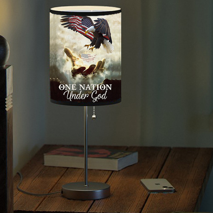 Customized Eagle and Jesus Hand Table Lamp, One nation under God Bedroom Table Lamp