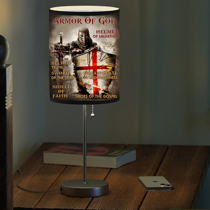 Full Armor of God, Knight Painting, Warrior of God Table Lamp for Christian Bedroom Decor